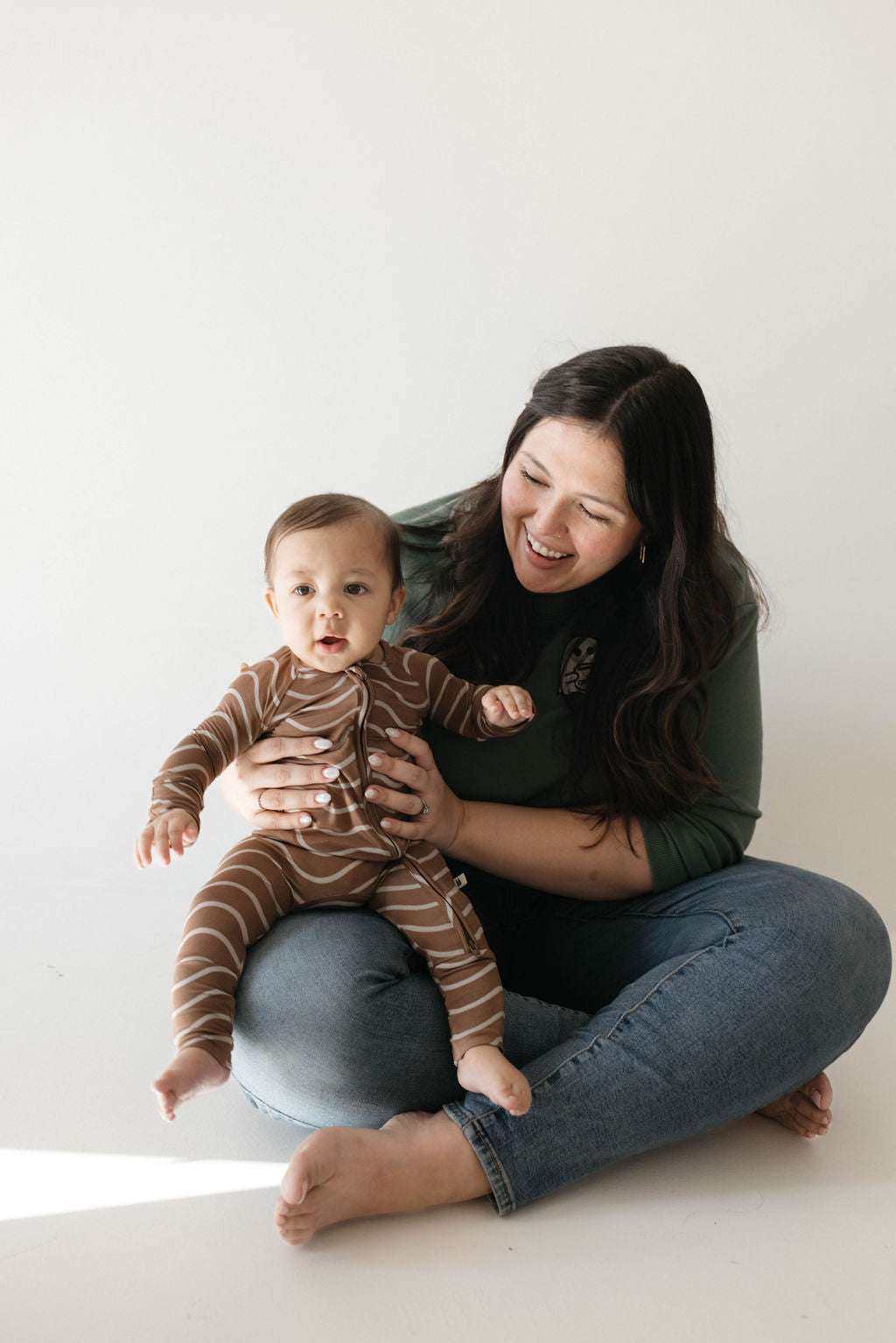 Static Waves | Bamboo Zip Pajamas Milk & Baby