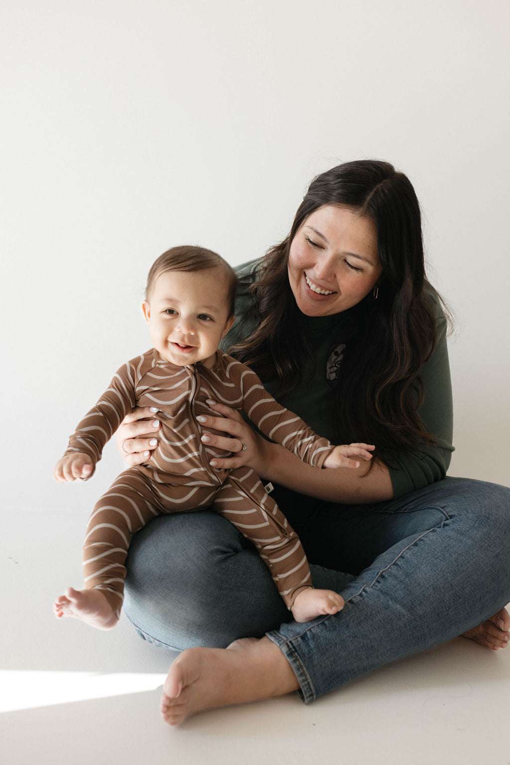 Static Waves | Bamboo Zip Pajamas Milk & Baby