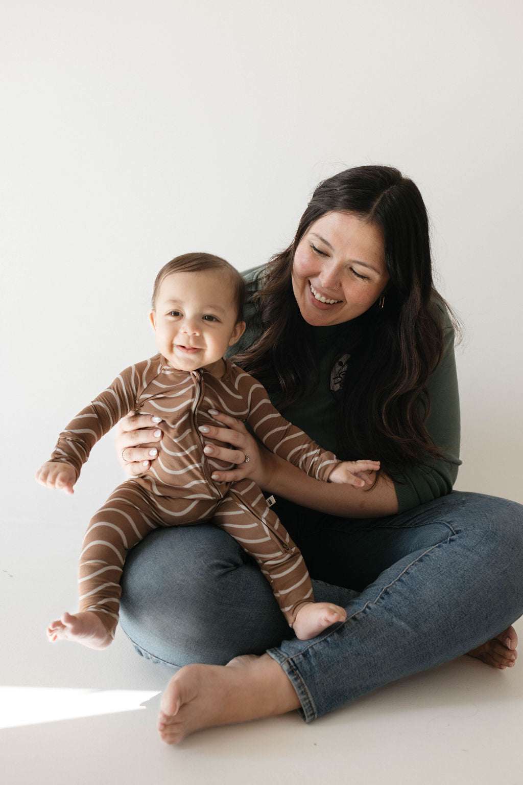 Static Waves | Bamboo Zip Pajamas Milk & Baby