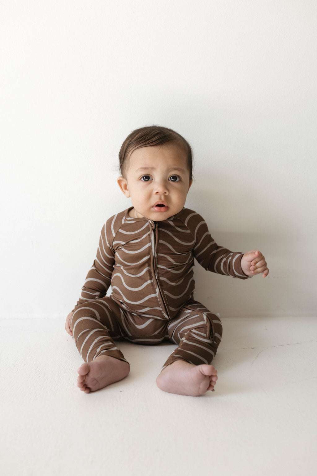 Static Waves | Bamboo Zip Pajamas Milk & Baby