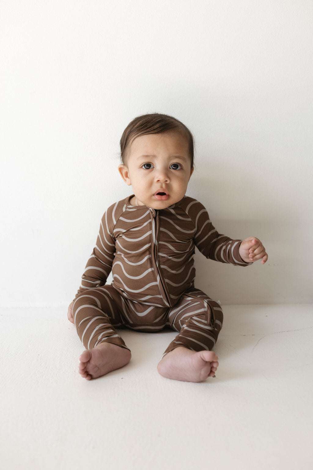 Static Waves | Bamboo Zip Pajamas Milk & Baby