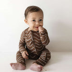 Static Waves | Bamboo Zip Pajamas Milk & Baby