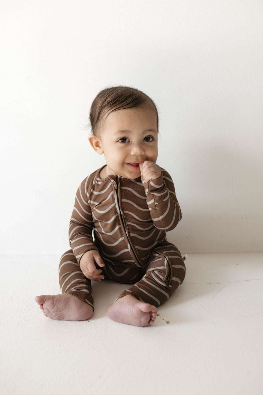 Static Waves | Bamboo Zip Pajamas Milk & Baby