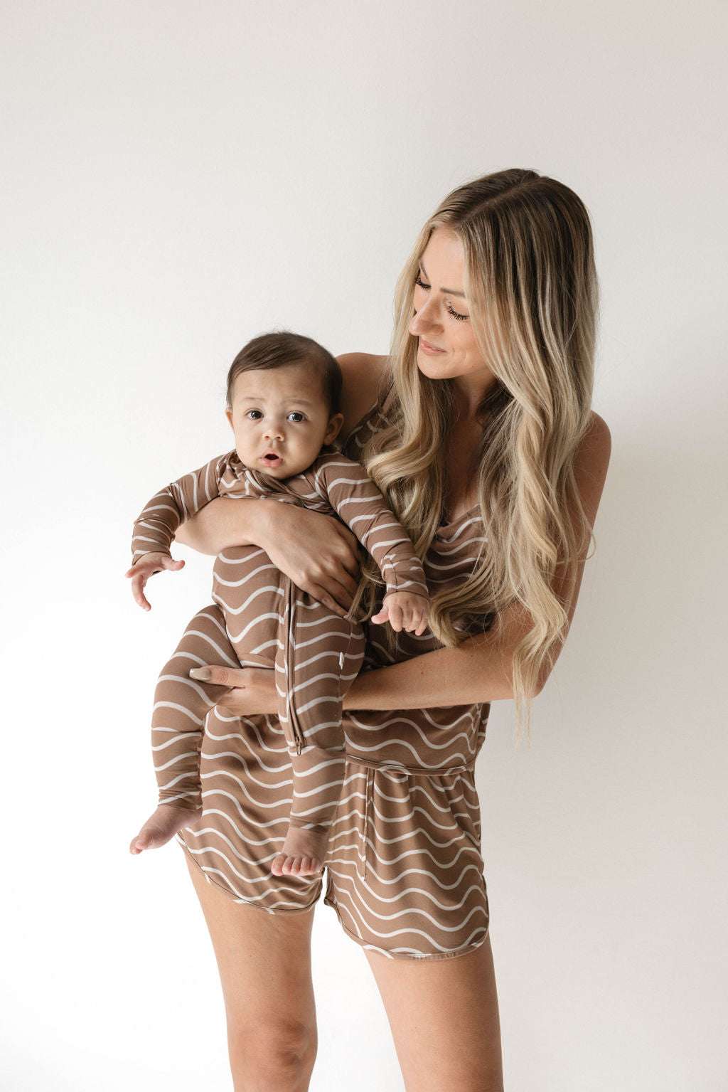 Static Waves | Bamboo Zip Pajamas Milk & Baby