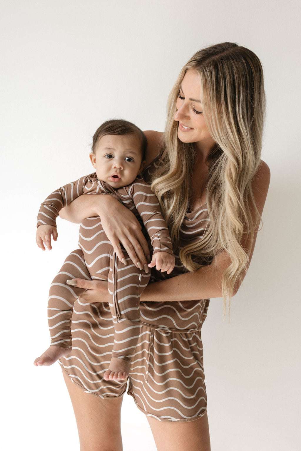 Static Waves | Bamboo Zip Pajamas Milk & Baby