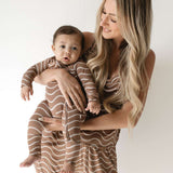 Static Waves | Bamboo Zip Pajamas Milk & Baby