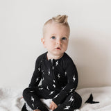 Midnight Lightning Bolt | Bamboo Zip Pajamas | Milk & Baby