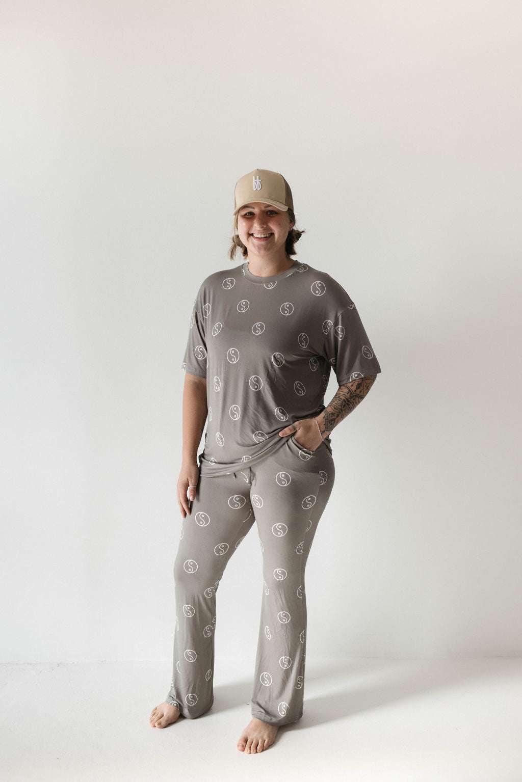 Sage Yin Yang | Short Sleeve Women's Bamboo Pajamas | Milk & Baby 