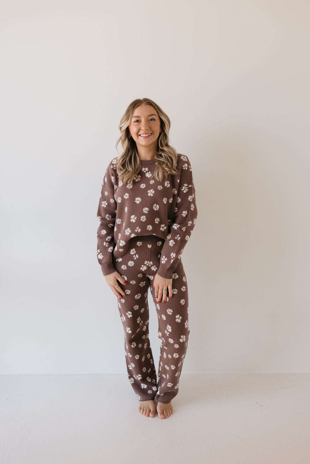 Midnight Meadow | Women's Knit Pant Set Milk & Baby