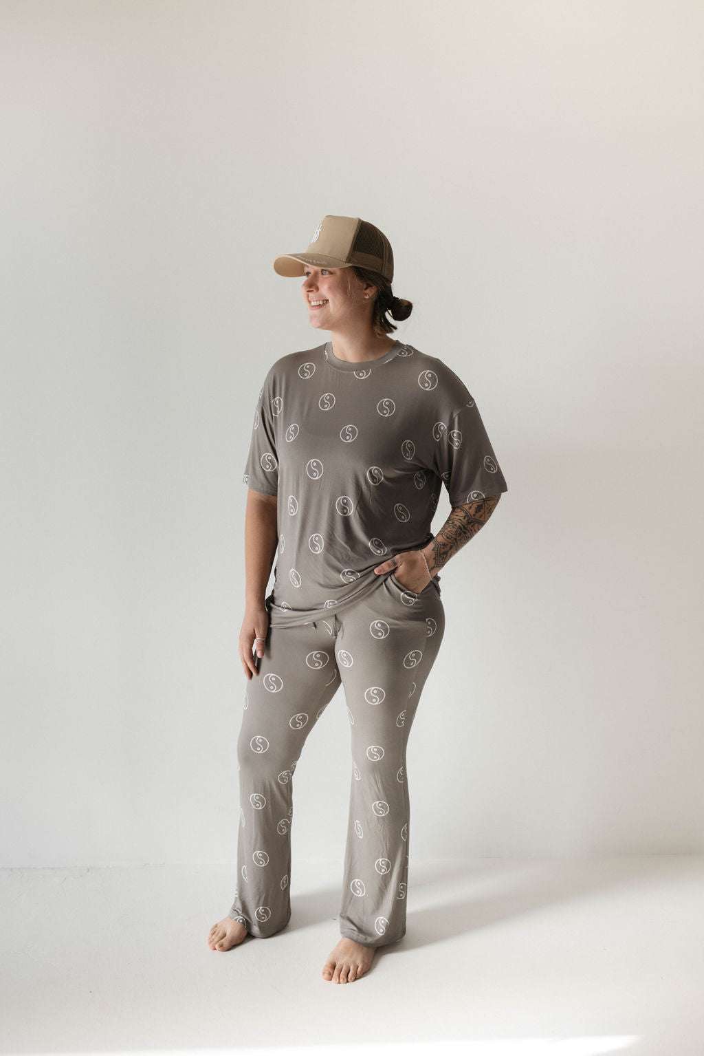 Sage Yin Yang | Short Sleeve Women's Bamboo Pajamas | Milk & Baby 