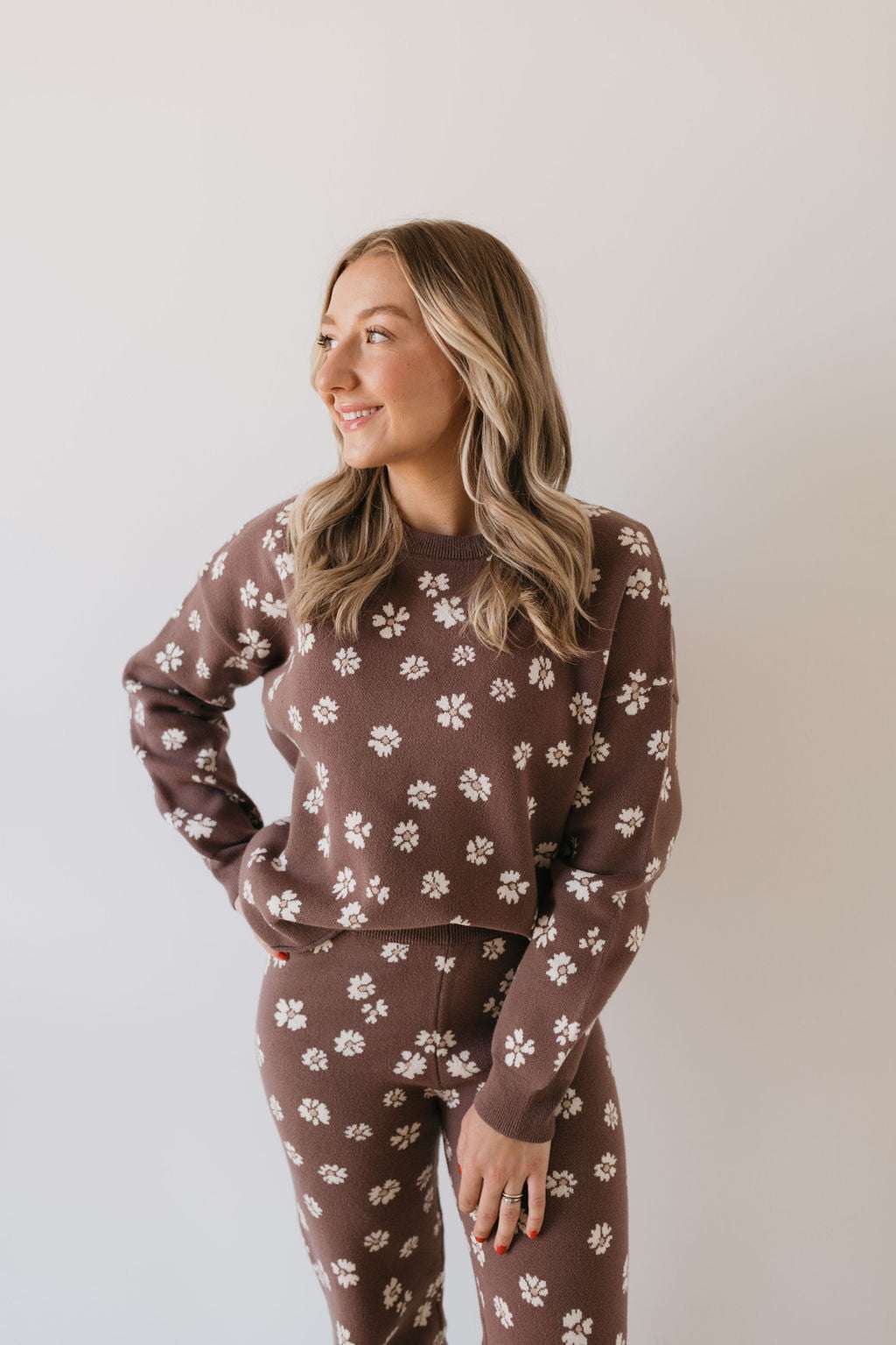 Midnight Meadow | Women's Knit Pant Set Milk & Baby