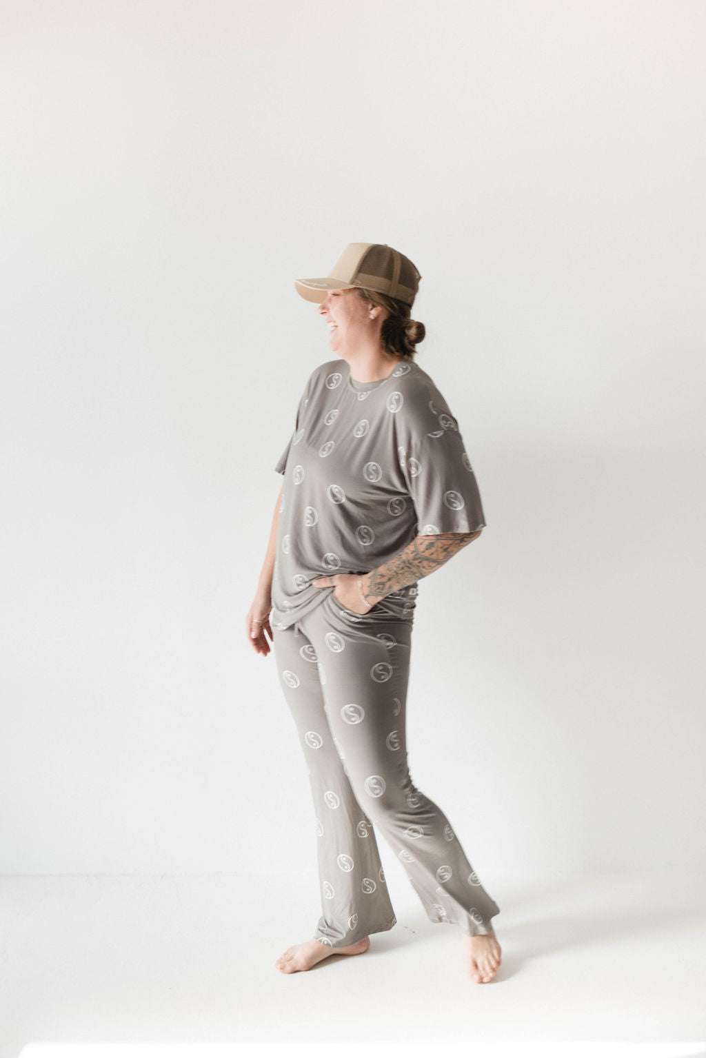 Sage Yin Yang | Short Sleeve Women's Bamboo Pajamas | Milk & Baby 