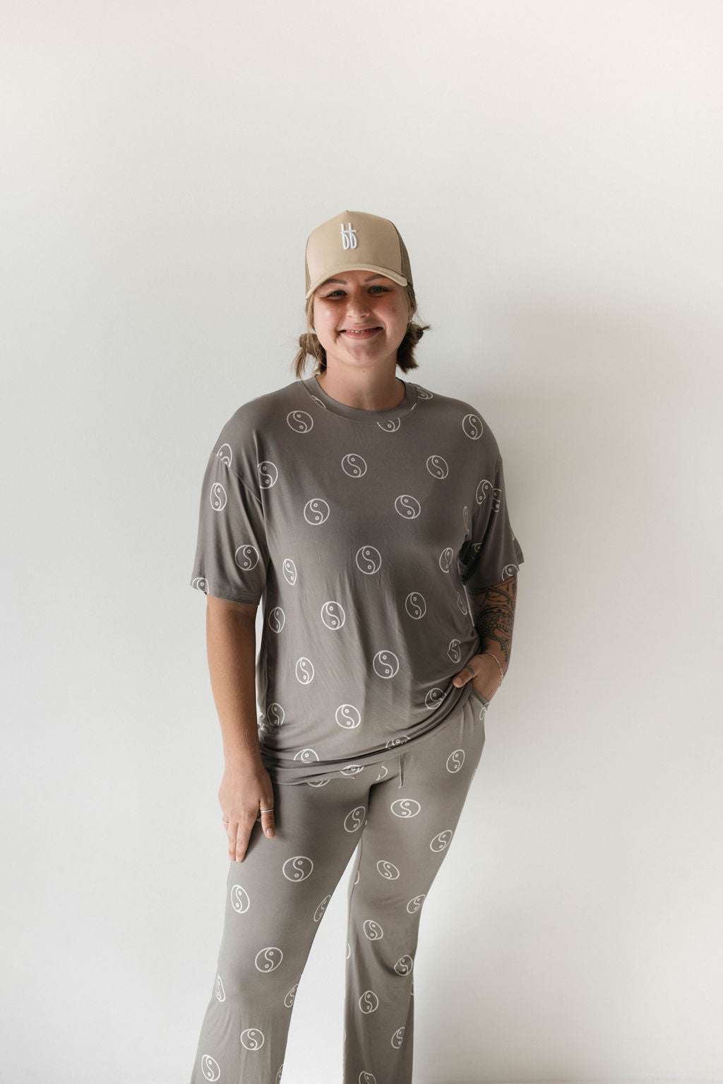 Sage Yin Yang | Short Sleeve Women's Bamboo Pajamas | Milk & Baby 