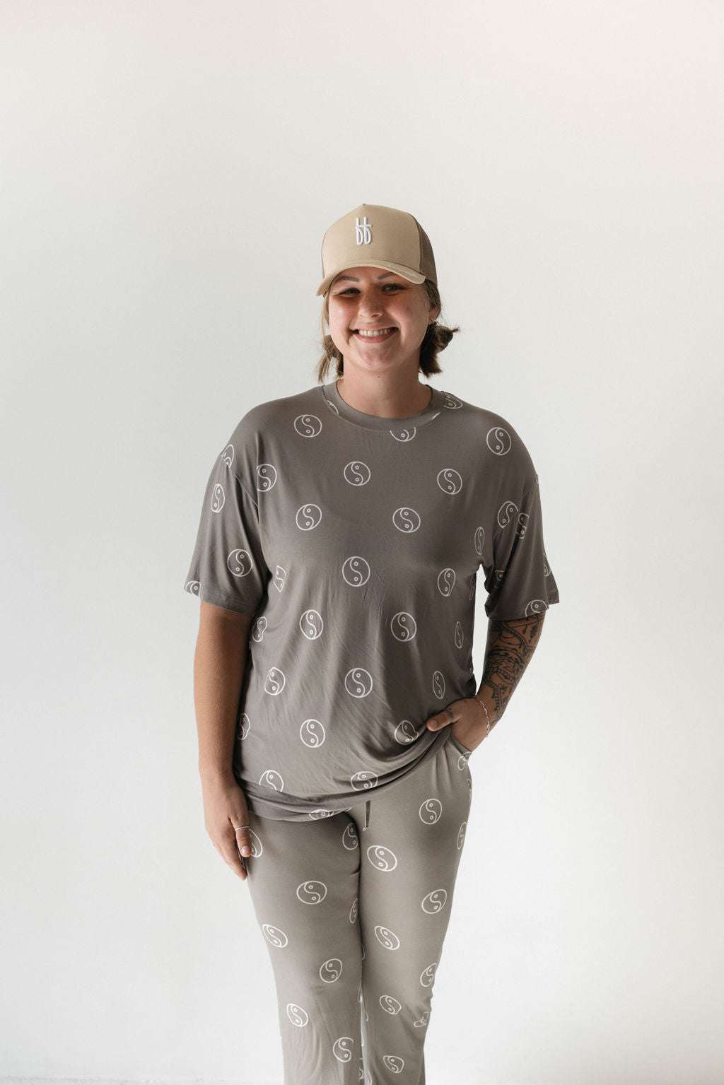 Sage Yin Yang | Short Sleeve Women's Bamboo Pajamas | Milk & Baby 