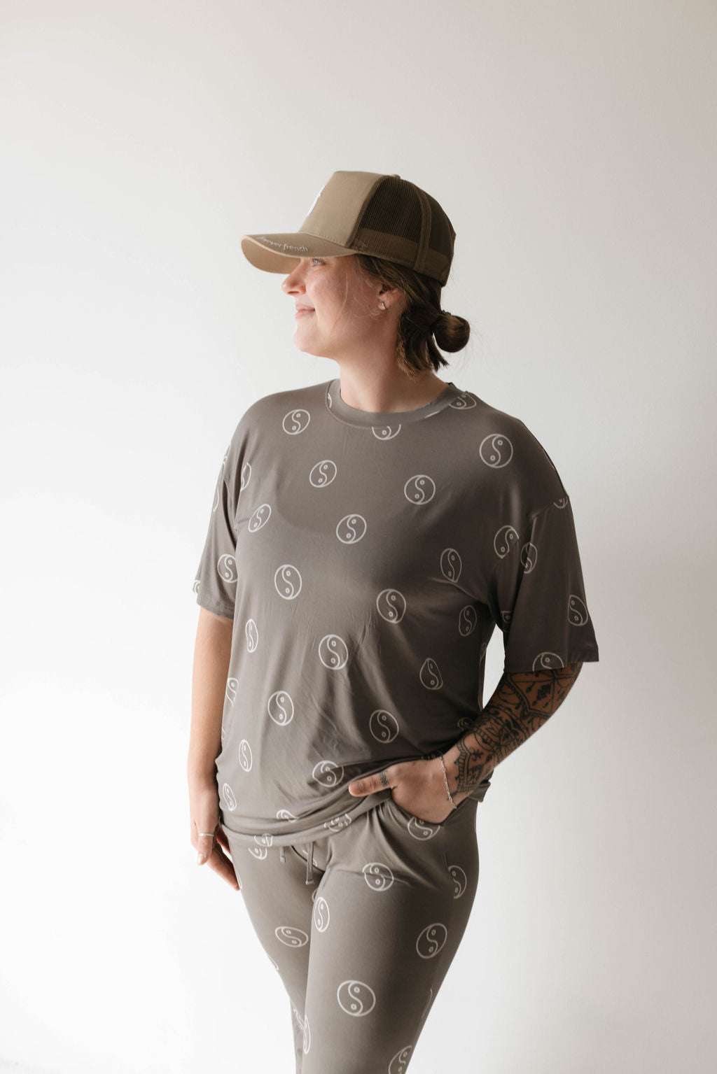 Sage Yin Yang | Short Sleeve Women's Bamboo Pajamas | Milk & Baby 