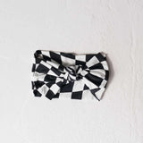 Black & White Wavy Checkerboard | Bamboo Head Wrap Milk & Baby