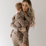 Faded Brown Checkerboard | Women's Bamboo Pajamas | Milk & Baby