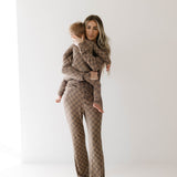 Women's Bamboo Pajamas | Faded Brown Checkerboard