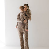 Faded Brown Checkerboard | Women's Bamboo Pajamas | Milk & Baby