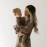 Faded Brown Checkerboard | Women's Bamboo Pajamas | Milk & Baby