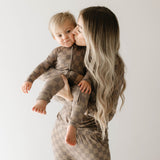 Faded Brown Checkerboard | Women's Bamboo Pajamas | Milk & Baby