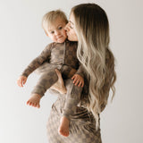 Faded Brown Checkerboard | Women's Bamboo Pajamas | Milk & Baby