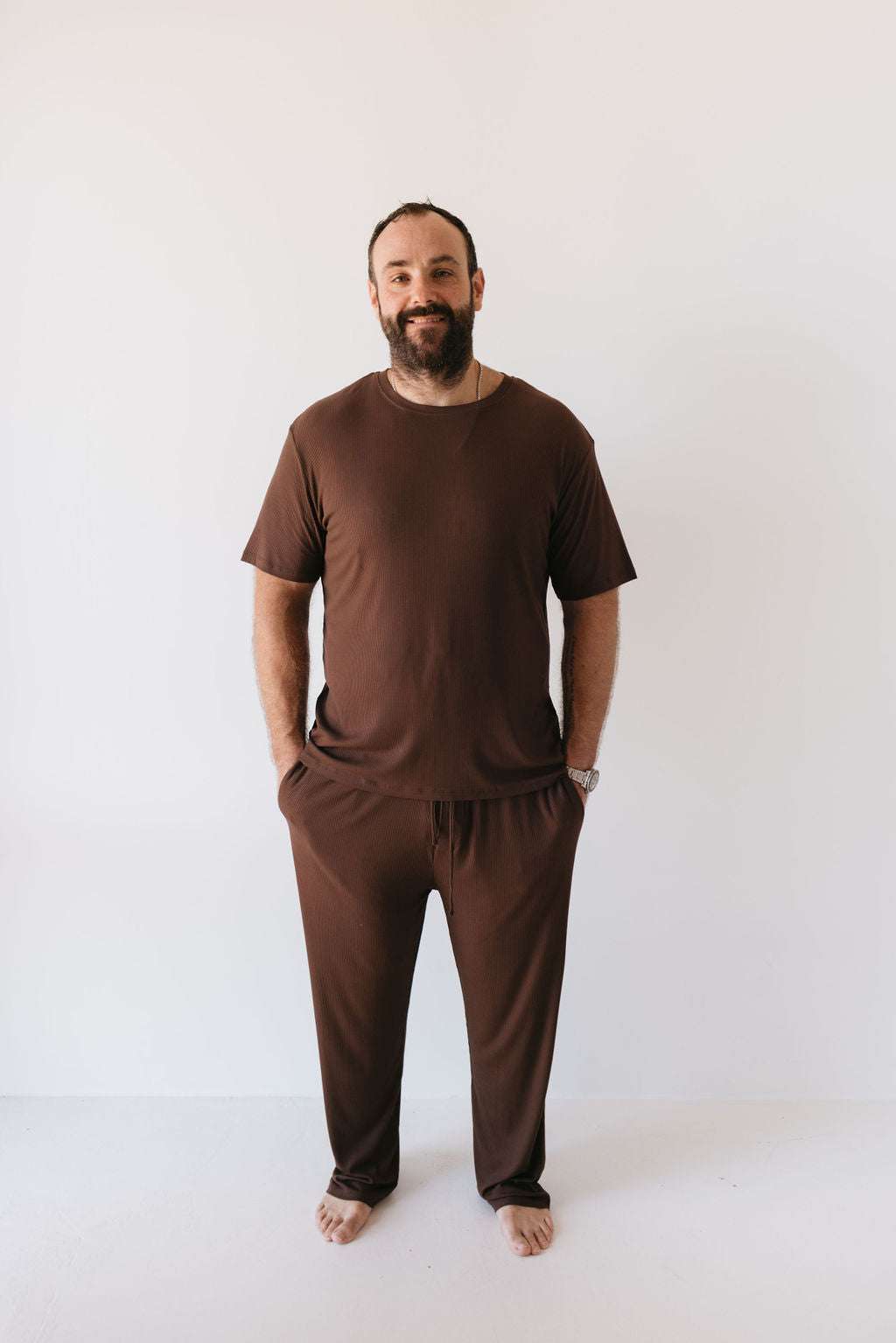 Coffee Bean | Men's Bamboo Short Sleeve Pajamas Milk & Baby