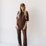 Short Sleeve Bamboo Women's Lounge Set | Coffee Bean