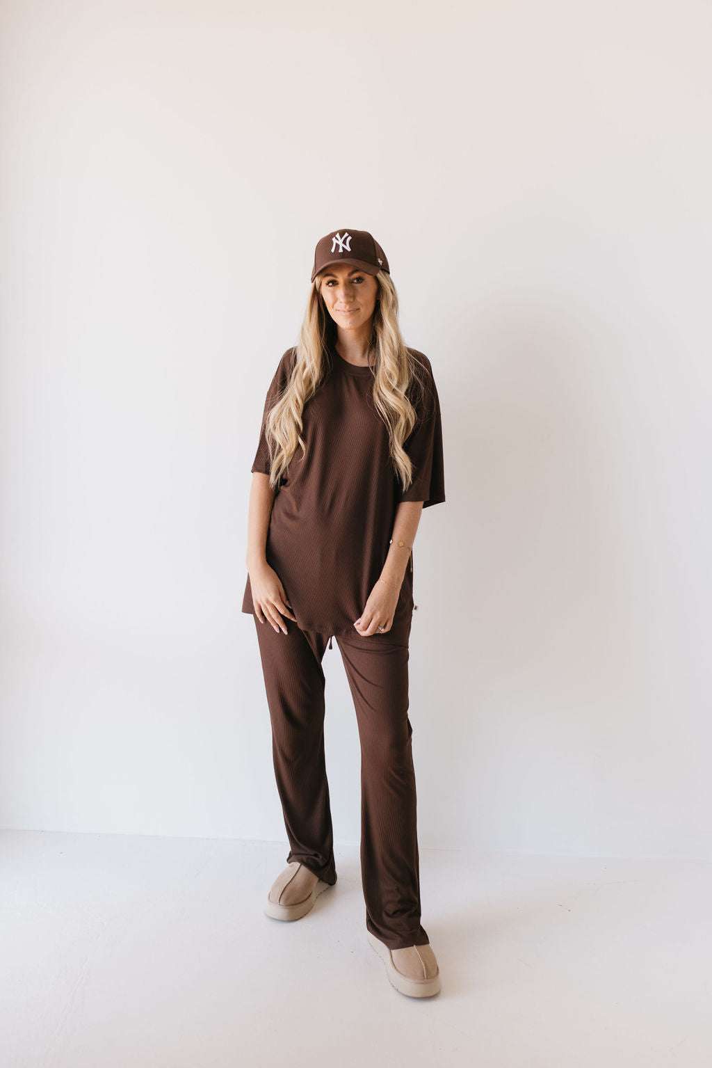 Coffee Bean | Short Sleeve Bamboo Women's Lounge Set Milk & Baby