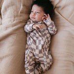 Smokey Wave | Bamboo Zip Pajamas Milk & Baby