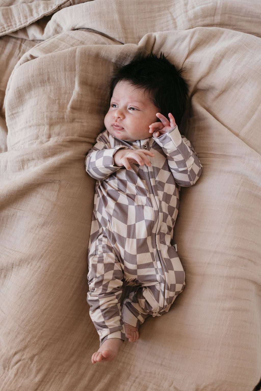 Smokey Wave | Bamboo Zip Pajamas Milk & Baby