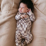 Smokey Wave | Bamboo Zip Pajamas Milk & Baby