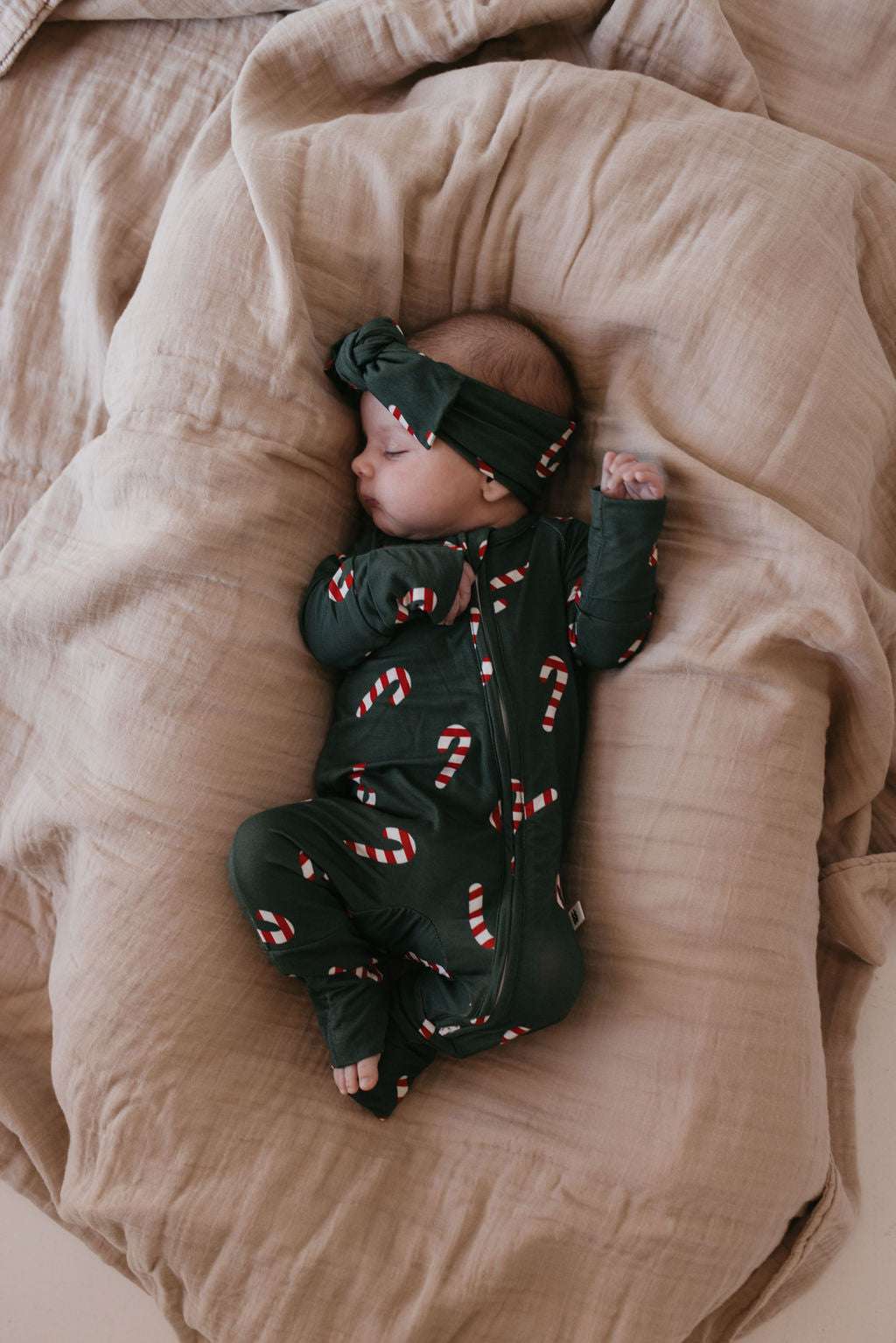 Candy Cane Lane | Bamboo Zip Pajamas Milk & Baby