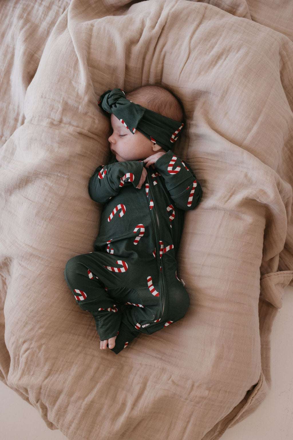 Candy Cane Lane | Bamboo Zip Pajamas Milk & Baby