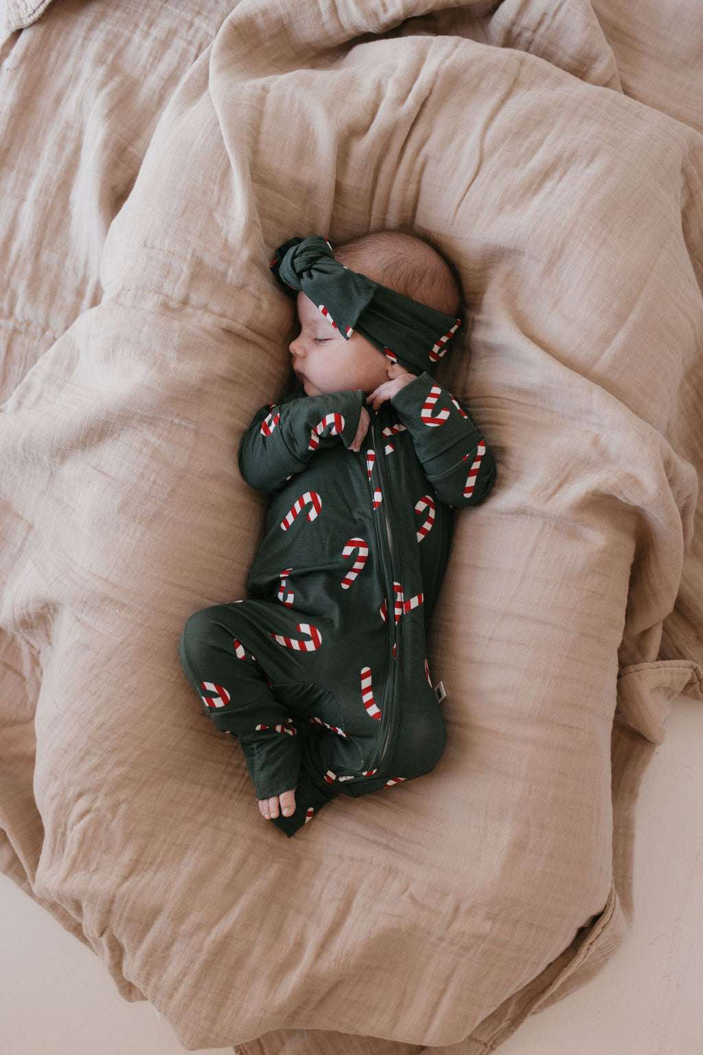 Candy Cane Lane | Bamboo Zip Pajamas Milk & Baby