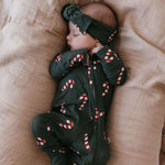 Candy Cane Lane | Bamboo Zip Pajamas Milk & Baby