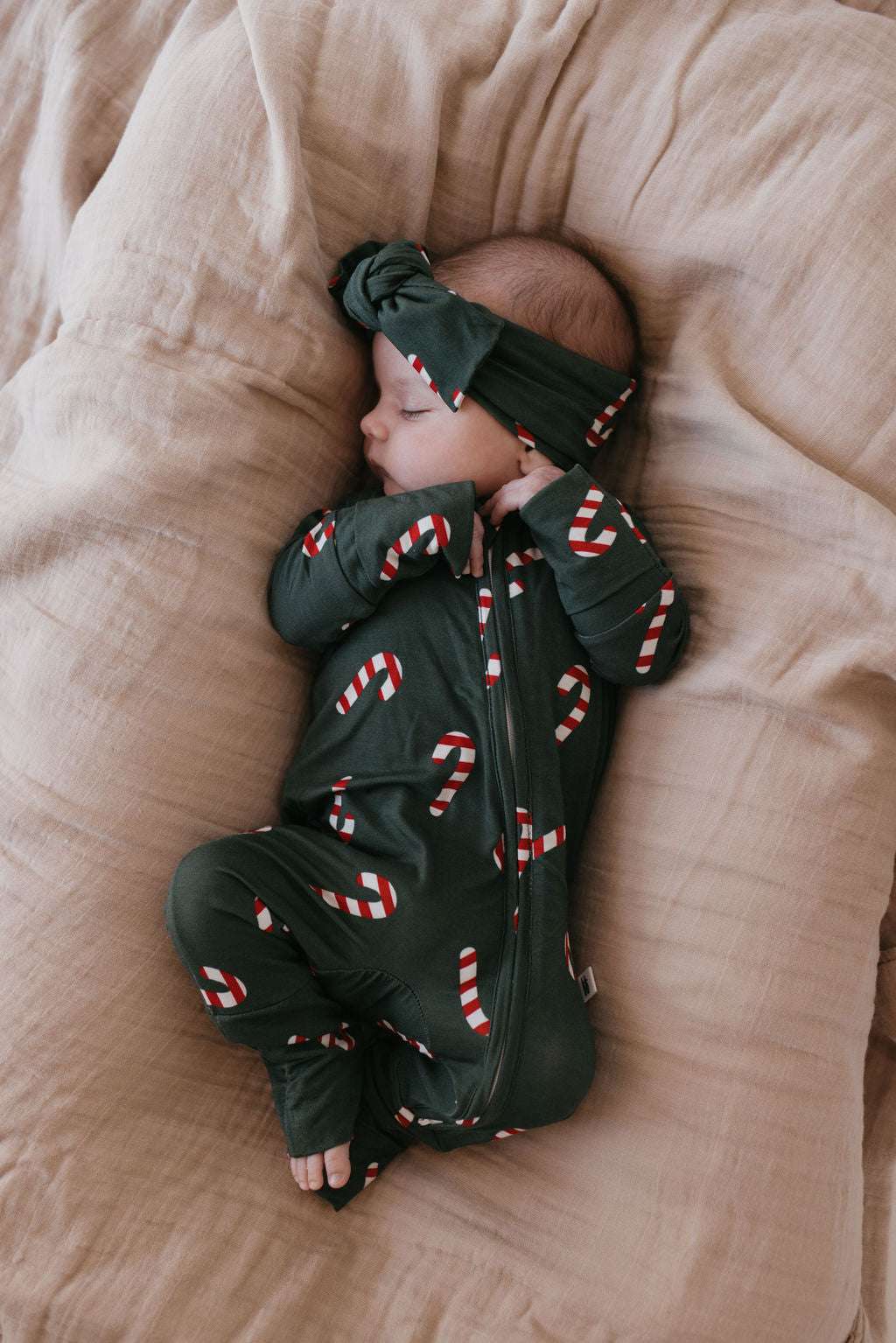 Candy Cane Lane | Bamboo Zip Pajamas Milk & Baby