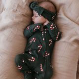 Candy Cane Lane | Bamboo Zip Pajamas Milk & Baby