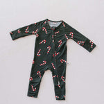 Candy Cane Lane | Bamboo Zip Pajamas Milk & Baby