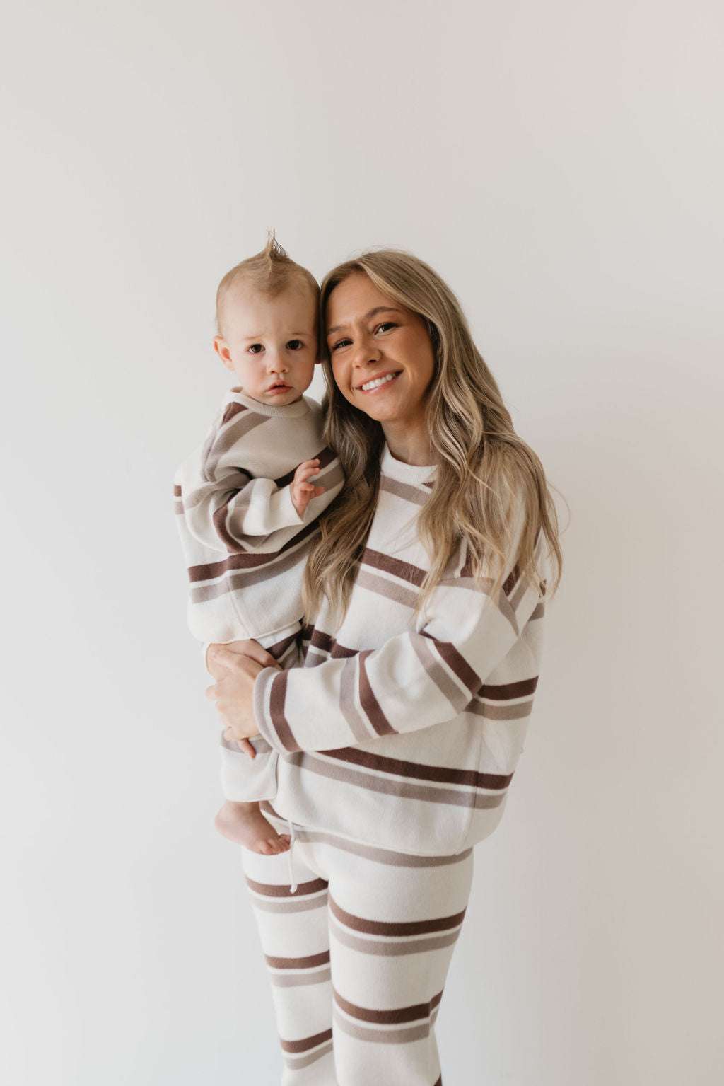 Woodland Stripe | Baby Knit Pant Set Milk & Baby