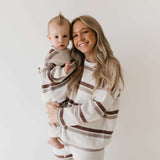 Woodland Stripe | Baby Knit Pant Set Milk & Baby