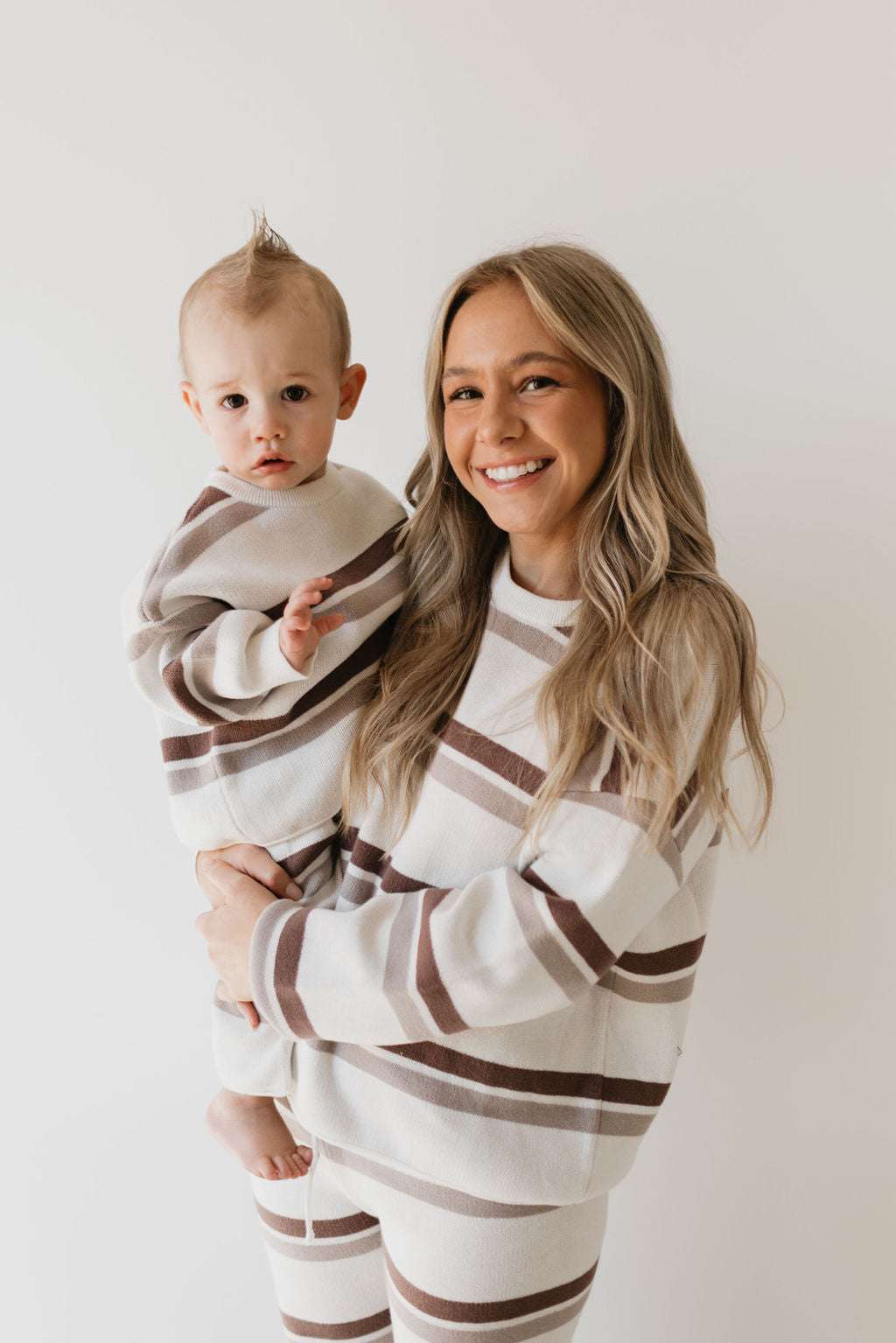 Woodland Stripe | Women's Knit Pant Set Milk & Baby