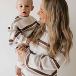 Woodland Stripe | Women's Knit Pant Set Milk & Baby