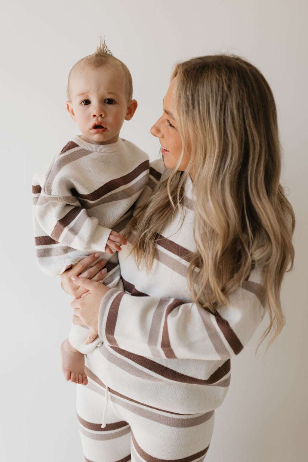 Woodland Stripe | Women's Knit Pant Set Milk & Baby