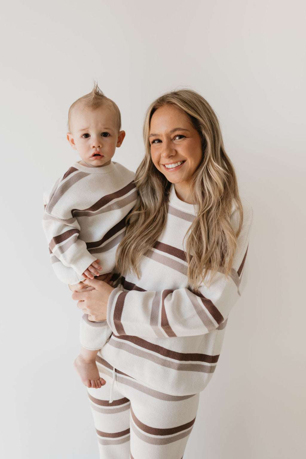 Woodland Stripe | Women's Knit Pant Set Milk & Baby