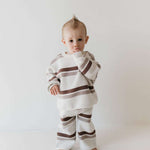 Woodland Stripe | Baby Knit Pant Set Milk & Baby