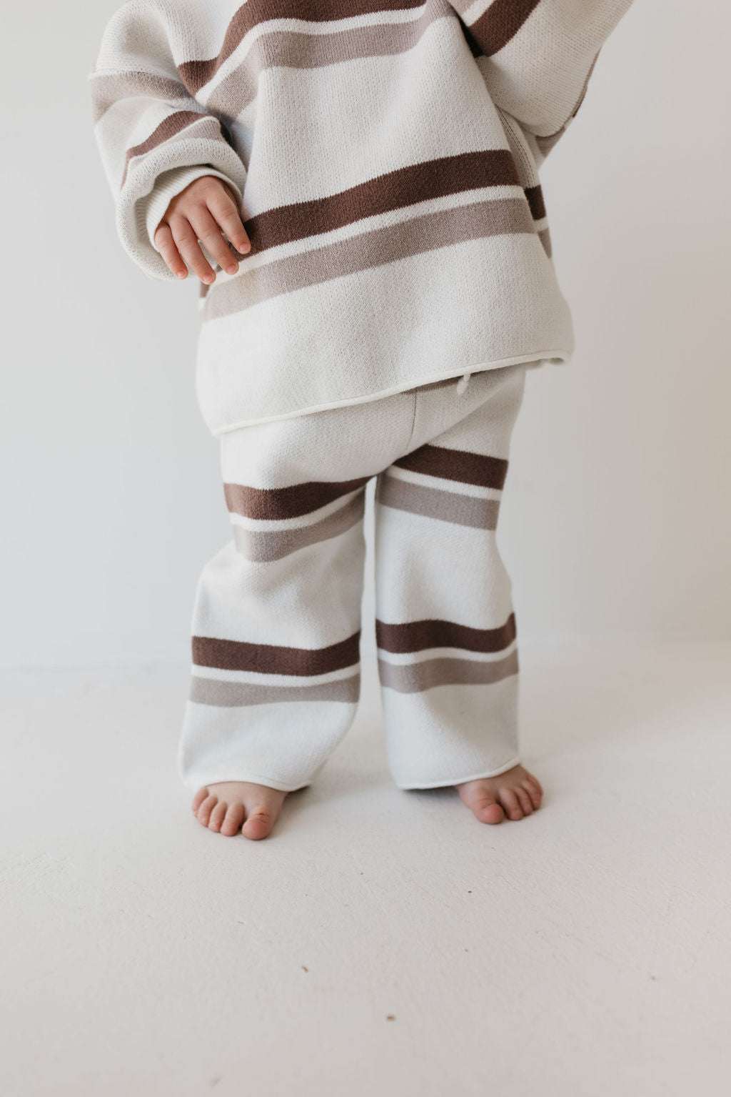 Woodland Stripe | Baby Knit Pant Set Milk & Baby