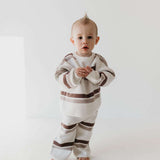 Woodland Stripe | Baby Knit Pant Set Milk & Baby