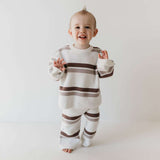 Woodland Stripe | Baby Knit Pant Set Milk & Baby