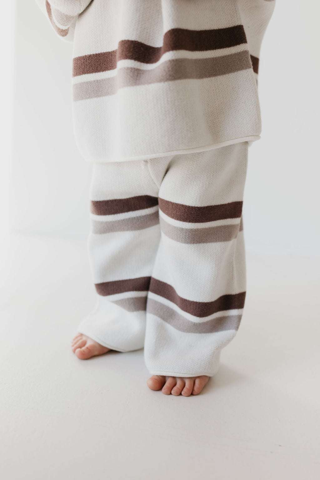 Woodland Stripe | Baby Knit Pant Set Milk & Baby